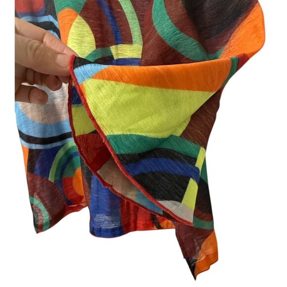 Ali Miles Woven Button Front Jacket Top Wire Collar Artsy Abstract Color Size XL - Picture 8 of 15